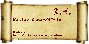 Kapfer Annamária névjegykártya